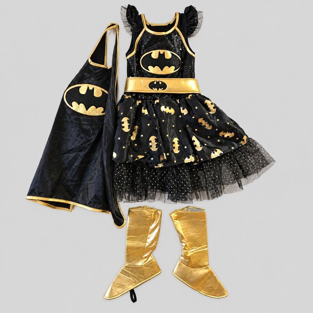 DC Batgirl Girls Small Halloween Costume Dress Cape Boot Covers Superhero C143